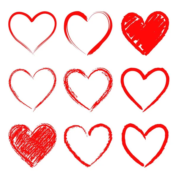 Vector hearts set. Hand drawn. — Stock Vector