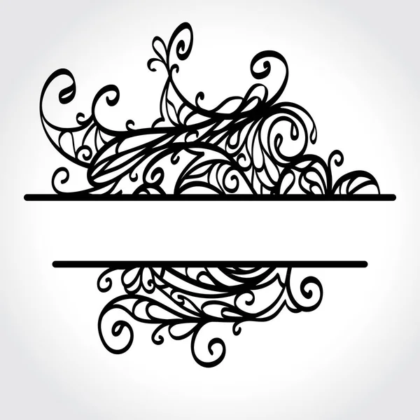 Vector Black Isolated Floral Lace Frame White Background Place Your — Stock Vector