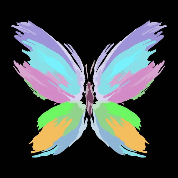蝴蝶从颜色飞溅和线刷子 — 图库矢量图片
