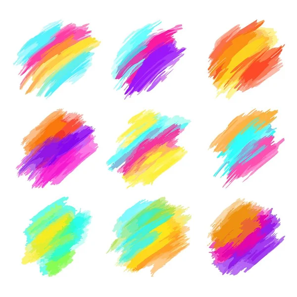 Set Colorful Brush Strokes Modern Design Element Vector Illustration — Stock Vector