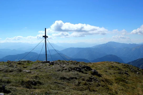 Beautiful Day Peak Summit Cross Otscher Oetscher 1893M Lower Austria — Stock Photo, Image