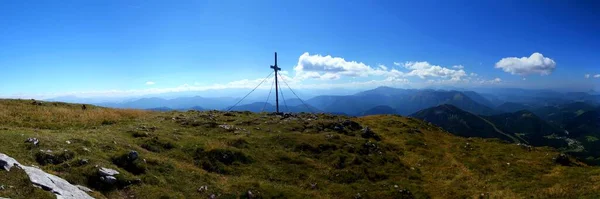 Splendida Vista Panoramica Croce Sommitale Sulla Cima Otscher Peak Oetscher — Foto Stock