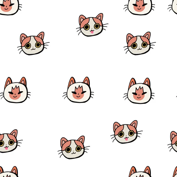 Patrón Sin Costuras Con Gatos Sobre Fondo Blanco Doodle — Vector de stock
