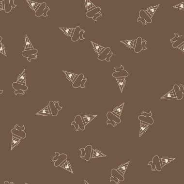Seamless pattern with ice creams and hearts . Vector