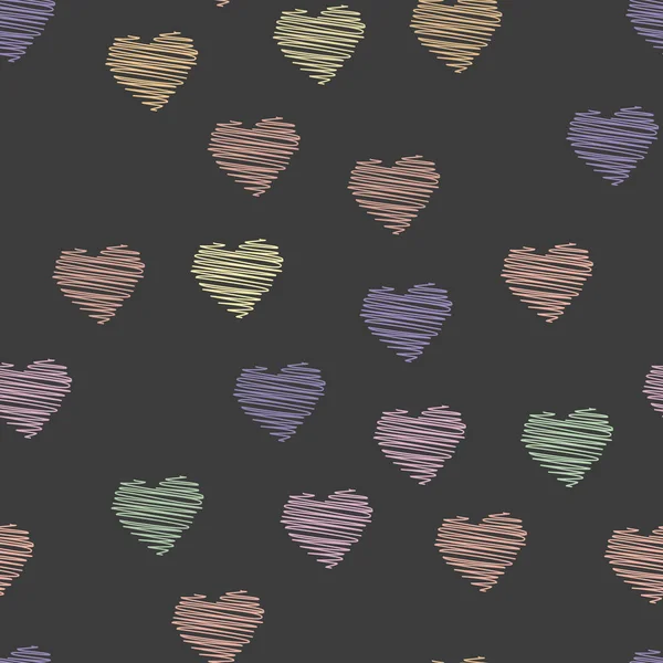 Naadloze patroon met kleurrijke harten voor dag van de Valentijnskaart. Vector — Stockvector