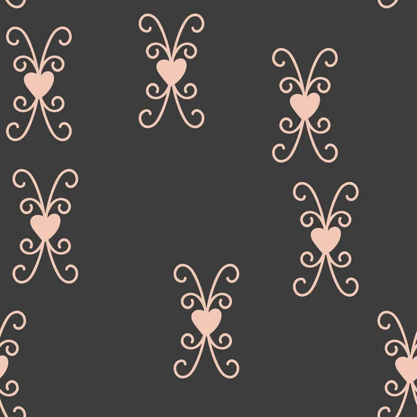 Seamless pattern with hearts and elements. Vector — Stock Vector