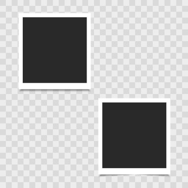 Gerçekçi boş fotoğraf çerçevesi şeffaf arka plan üzerinde. Vektör çizim tasarımınız için