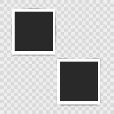 Gerçekçi boş fotoğraf çerçevesi şeffaf arka plan üzerinde. Vektör çizim tasarımınız için