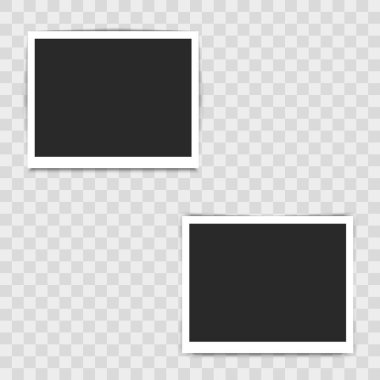 Gerçekçi boş fotoğraf çerçevesi şeffaf arka plan üzerinde. Vektör çizim tasarımınız için