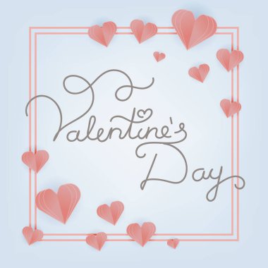 Sevgililer günü tebrik kartı kağıt ile kalpleri kesti. Vektör