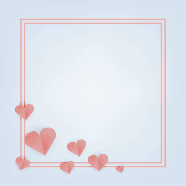 Valentine Day greeting card with paper cut hearts. Vector — Stock Vector