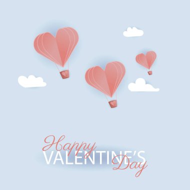 Sevgililer günü tebrik kartı kağıt ile kalpleri kesti. Vektör