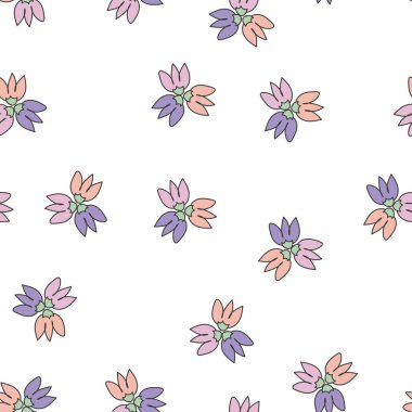 Dikişsiz desen renkli çiçekli. Vektör