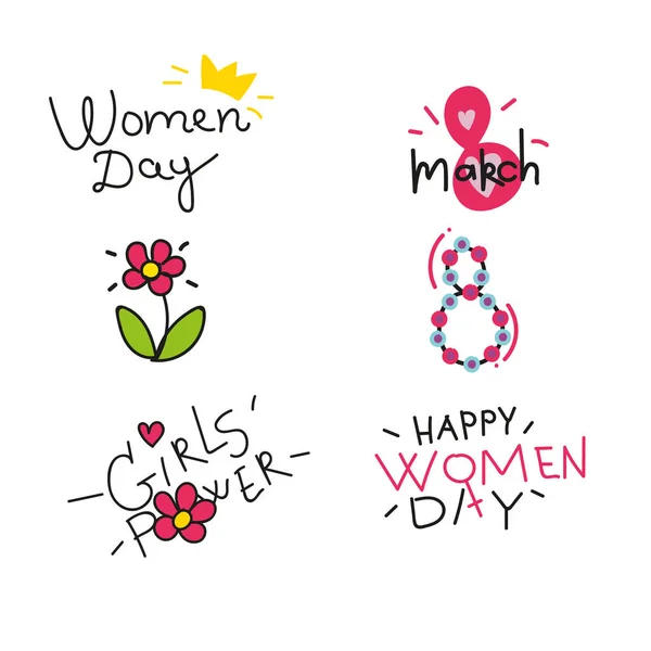 Happy Women; s Day design elements. Вектор . — стоковый вектор