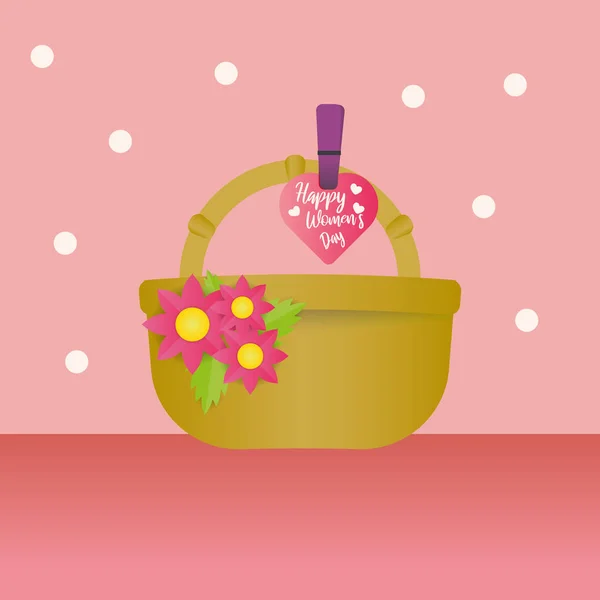 花と幸せな女性の日のグリーティング カード。ベクトル — ストックベクタ