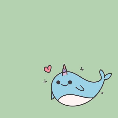 Sevgi ile Kawaii delphine. Vektör