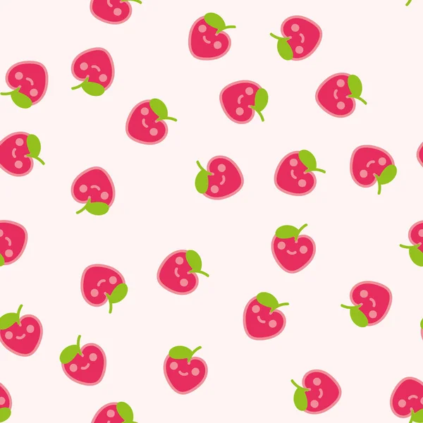 Seamless pattern with Kawaii strawberries. Vector. — Stock Vector