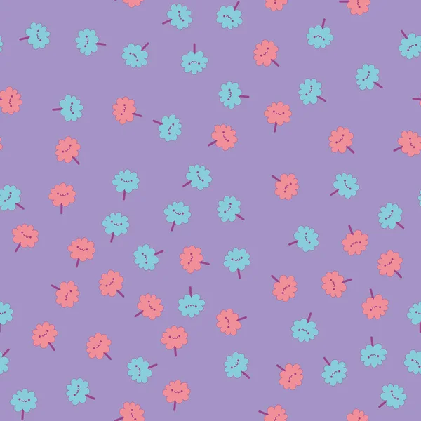 Naadloze patroon met Kawaii bloemen. Vector — Stockvector