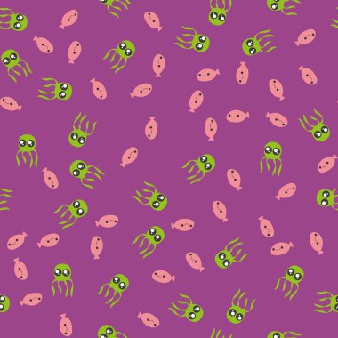 Kawaii elemanları ile Seamless modeli. Vektör