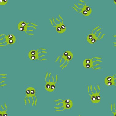 Kawaii elemanları ile Seamless modeli. Vektör