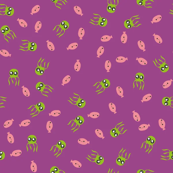 Kawaii elemanları ile Seamless modeli. Vektör