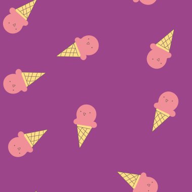 Dondurma ile Seamless modeli. Kawaii tarzı. Vektör.
