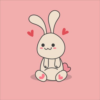 Kawaii güzel tavşan. Vektör.
