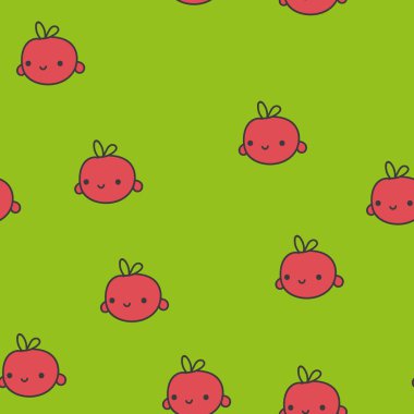Domates ile Seamless modeli. Kawaii tarzı. Vektör.