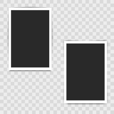 Gerçekçi boş fotoğraf çerçevesi şeffaf arka plan üzerinde. Vektör çizim tasarımınız için