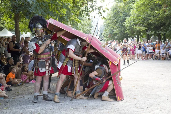 Espetáculo Romano Autun Com Gladiadores Legionários Agosto 2018 Autun Borgonha — Fotografia de Stock