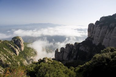 Montserrat manzarası, Barselona, İspanya.