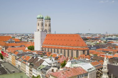 Frauenkirche manzarası, Münih city, Almanya.