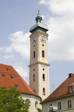 Heilig Geist Kirche kulesi, Münih, Almanya.