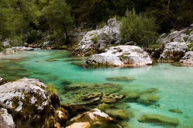 Soca veya Isonzo Nehri, Slovenya, Avrupa.