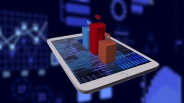 Tablet ekranında iş grafiği veya grafiği