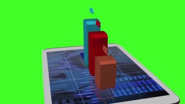 Yeşil arka plandaki tablet ekranında iş grafiği veya grafiği