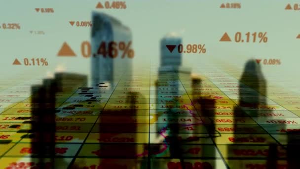 Finanzielle Indikatoren Vor Dem Hintergrund Der Modernen Stadt — Stockvideo