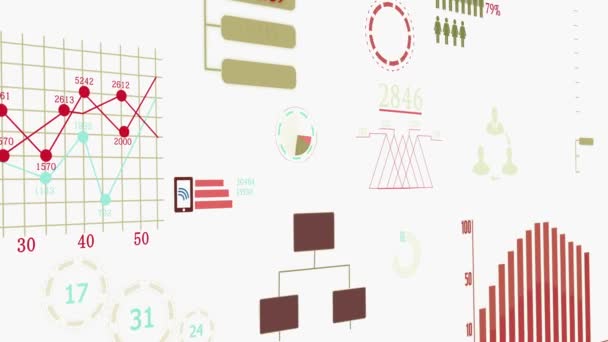Bedrijfs Diagrammen Grafieken Het Interface Scherm — Stockvideo