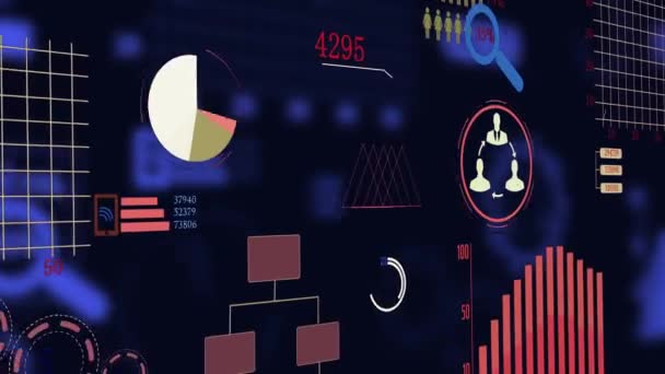 Bedrijfs Diagrammen Grafieken Het Interface Scherm — Stockvideo
