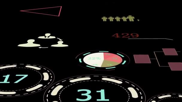 Bedrijfs Diagrammen Grafieken Het Interface Scherm — Stockvideo