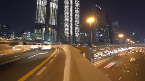 Flygvy Över Trafiken Metropolis Nattetid — Stockvideo