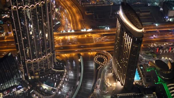 Vista Aérea Del Tráfico Metrópolis Por Noche — Vídeos de Stock