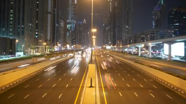 Aerial View Traffic Metropolis Night Time — Stock Video