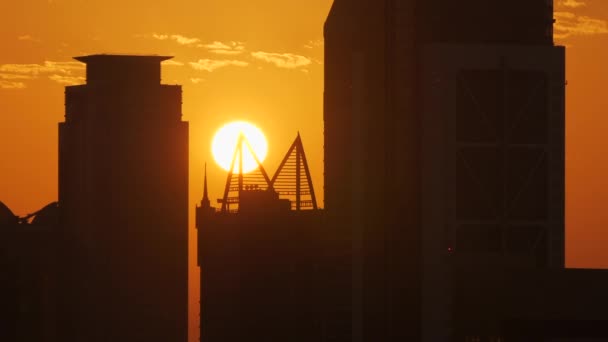 Luftaufnahme Der Großstadt Bei Sonnenuntergang — Stockvideo