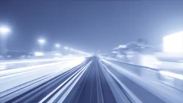 Абстрактный Вид Скоростных Железнодорожных Путей Современном Городе — стоковое видео