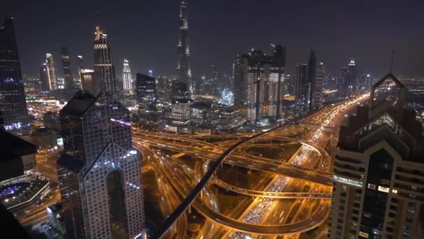 夜间大都市交通的鸟瞰图 — 图库视频影像