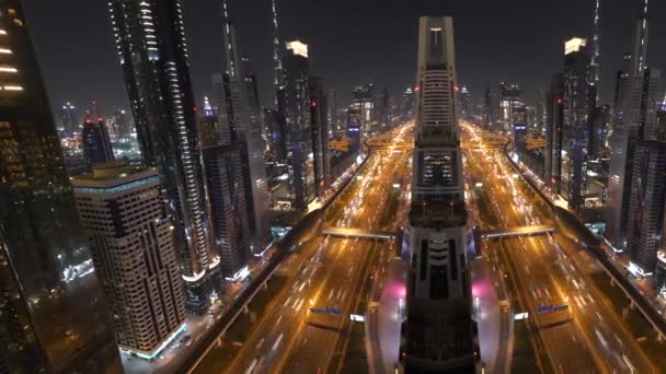 Vista Aérea Gran Metrópolis Por Noche — Vídeos de Stock