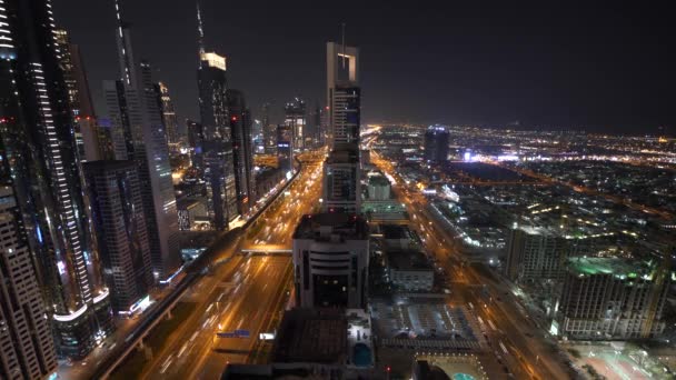 Aerial View Big Metropolis Night Time — Stock Video