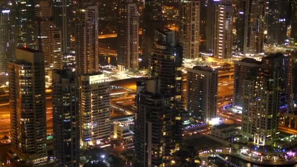 Aerial View Big Metropolis Night Time — Stock Video