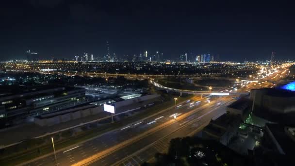 Flygfoto Över Stormetropol Nattetid — Stockvideo